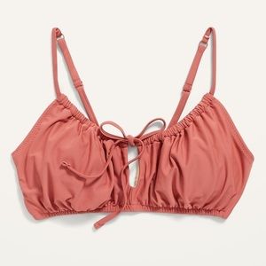 Gathered Keyhole-Front Bikini Top